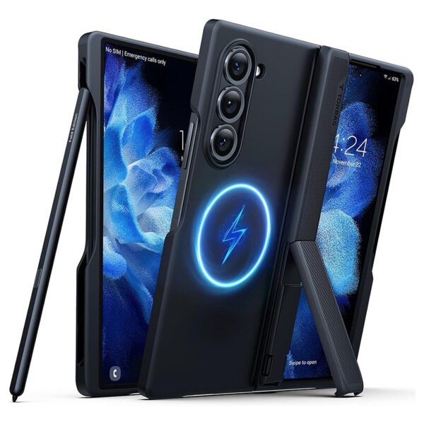 Torras Armor Stand Series Case for Samsung Galaxy Z Fold 6 with S-Pen Slot & MagSafe Compatible – Black
