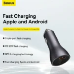 Baseus Golden Contactor Pro Triple Fast Charger Car Charger 65W - Image 8