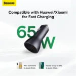 Baseus Golden Contactor Pro Triple Fast Charger Car Charger 65W - Image 6