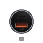 Baseus Golden Contactor Max Dual Fast Charger Car Charger U+C 60W - Dark Gray - Image 2