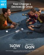 Anker 140W Max 4-Port GaN Charger Smart Display With USB C To C Cable for MacBook Charger - Image 4