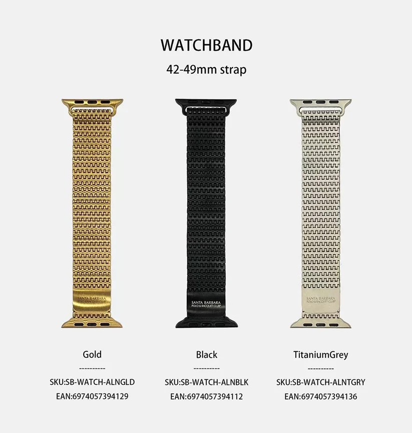 BE985A69-473A-44B6-B459-90565B6435DC Santa Barbara Polo Arlen Magnetic Stainless Steel Chain Strap for Apple Watch 42mm/44mm/45mm/49mm - Image 1