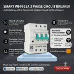 Smart Wi-Fi Circuit Breaker MCB 3 Phase 63A DIN Rail