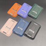 Custom Logo Finger Grip Leather Wallet Magnetic Mobile Phone Money Band Wristband Holder