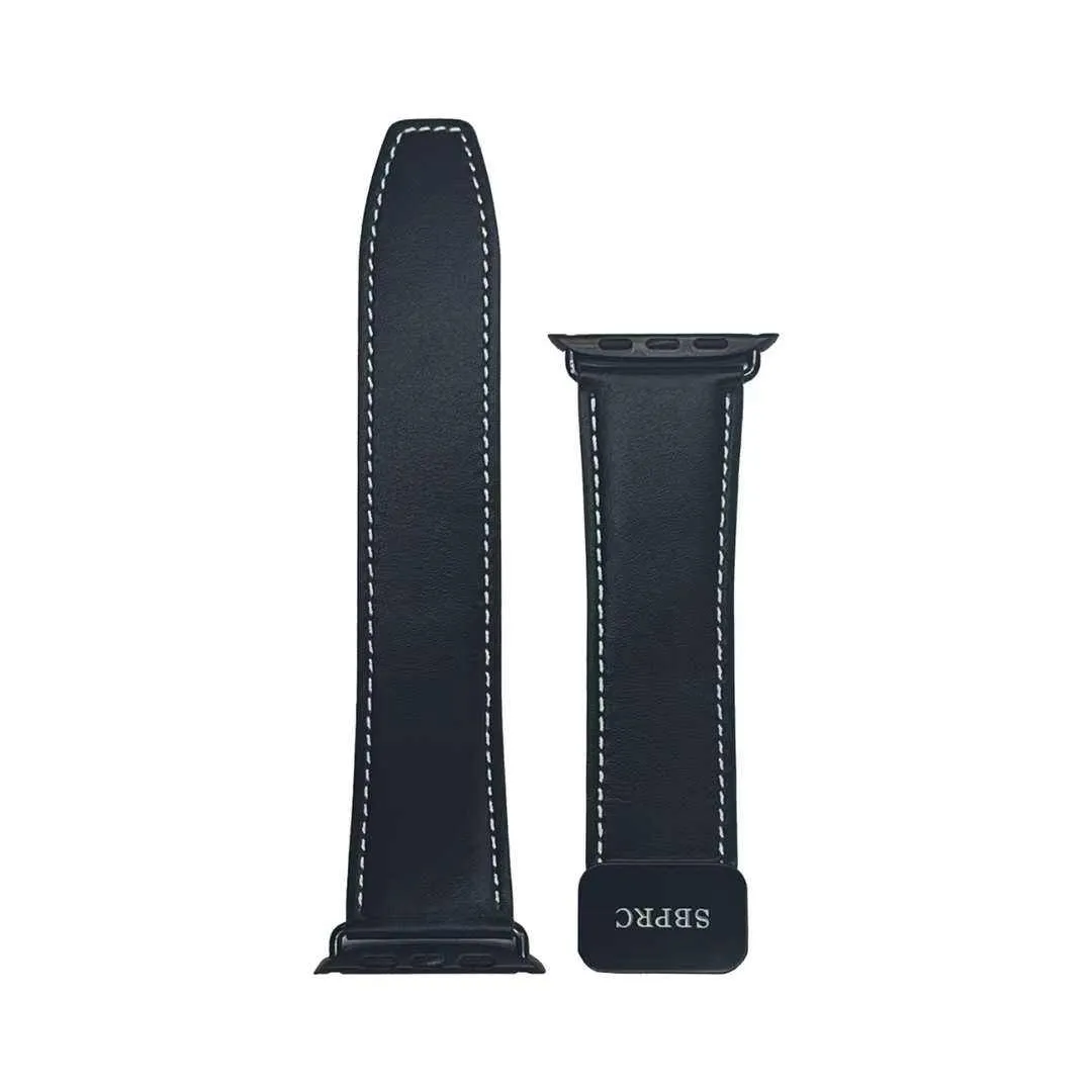 Santa-Barbara-Polo-Kerwin-Series-Genuine-Leather-Magnetic-Buckle-Strap-for-iWatch-44-45-49-mm2 Santa Barbara Polo Kerwin Series Genuine Leather Magnetic Buckle Strap for Apple Watch 42mm/44mm/45mm/49mm - Black - Image 1