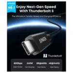 Anker Prime Thunderbolt 5 (80Gbps, 240W) High-Speed USB-C to USB-C Data Transfer and Charging Cable, Supports 8K Dual Display 1M - Black - Image 3