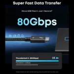 Anker Prime Thunderbolt 5 (80Gbps, 240W) High-Speed USB-C to USB-C Data Transfer and Charging Cable, Supports 8K Dual Display 1M - Black - Image 4