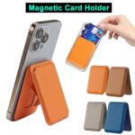 Magnetic Card Holder for Magsafe Multifunctional Leather Wallet Card Storage Pouch with Hide Stand