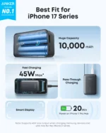 Anker Nano 10000mAh Power Bank, 45W, Built-in Retractable USB-C Cable - Black - Image 3