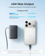 Anker Nano 10000mAh Power Bank, 45W, Built-in Retractable USB-C Cable - Black - Image 2
