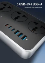 LDNIO SC3604C Power Strip With 3 Outlets Socket 3 USB-A +3 USB-C Port Power Socket Extension - Image 3
