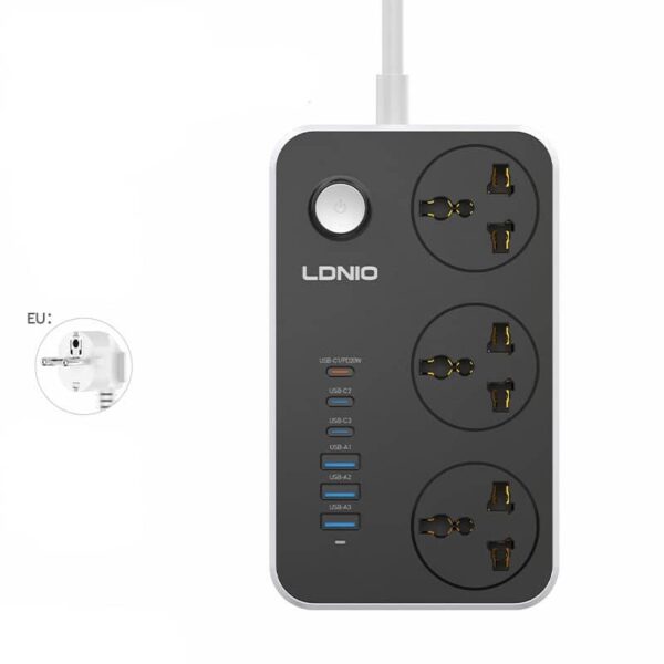 LDNIO SC3604C Power Strip With 3 Outlets Socket 3 USB-A +3 USB-C Port Power Socket Extension