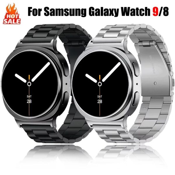 40mm/44mm/46mm Stainless Steel Luxury Metal Chain Strap For Samsung Galaxy Watch 9 / Watch 8 / Watch 8 Classic