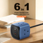 LDNIO SK3370 6 in 1 Power Socket Cube with 65W PD USB Charging Ports New Power Strip Extension Plug Socket