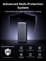 Ugreen 165W Digital Display 25000mah Powerbank with Built-in Cable - Grey - Image 3