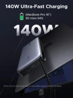 Ugreen 165W Digital Display 25000mah Powerbank with Built-in Cable - Grey - Image 9