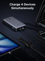 Ugreen 165W Digital Display 25000mah Powerbank with Built-in Cable - Grey - Image 8