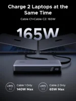 Ugreen 165W Digital Display 25000mah Powerbank with Built-in Cable - Grey - Image 2