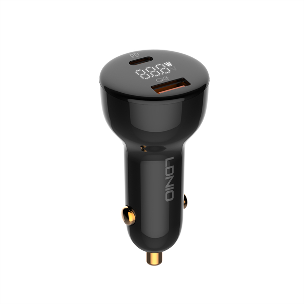 LDNIO C101 100W C+U Quick Charge Car Charger With Type-C To Type-C Cable - Black