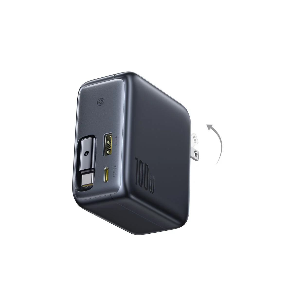 Baseus EnerCore CJ11 100W Fast Charger with Retractable Cable 2C+U - Black - Image 2