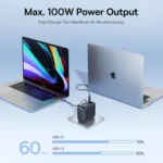Baseus EnerCore CJ11 100W Fast Charger with Retractable Cable 2C+U - Black - Image 5