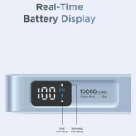 UGREEN 30W MagFlow 10000mAh Magnetic Wireless Power Bank Qi2 Certified 25W Wireless Charging, Built-in USB-C Cable - Blue - Image 2