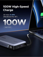 Ugreen 145W 20,000mAh Power Bank with Built-in Cable - Grey - Image 5