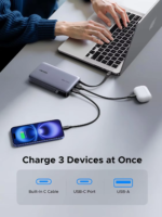 Ugreen 145W 20,000mAh Power Bank with Built-in Cable - Grey - Image 7