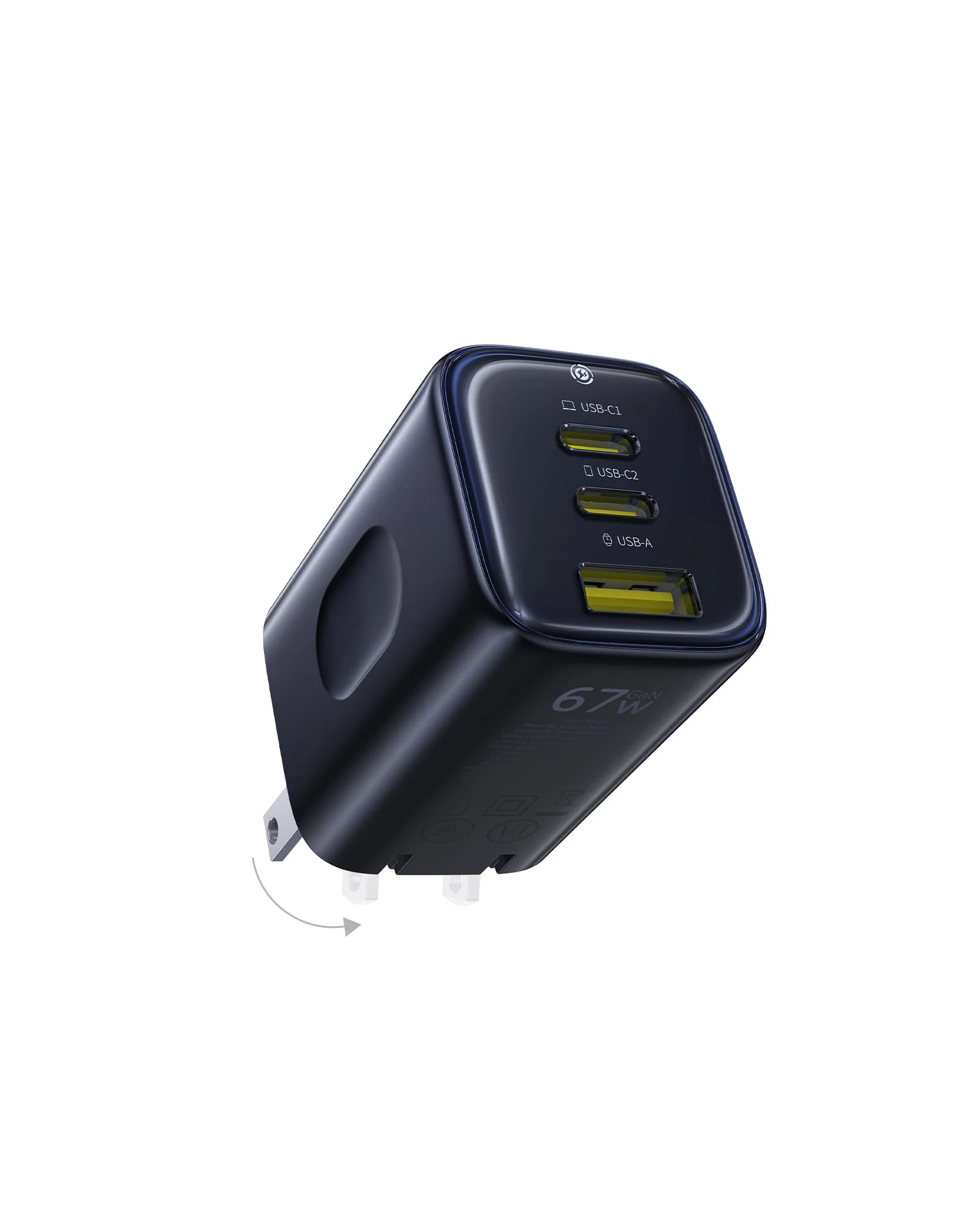 白底-1 Baseus PicoGo AE11 67W Fast Charger 2C+U US - Black - Image 1